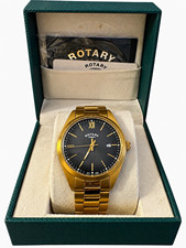 Rotary Heritage GB10003/74 Gold PVD Men’s Watch Black Dial Box Extra Links