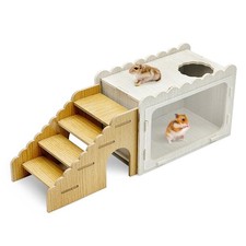 Hamster Hideout Wooden Chamber Climbing Ladder Visible Digging Box Acrylic