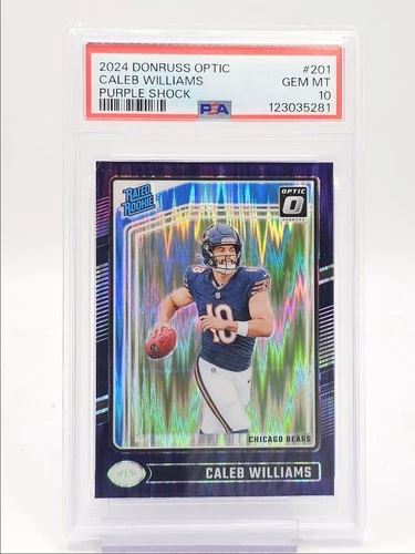 CALEB WILLIAMS 2024 DONRUSS OPTIC RATED ROOKIE PURPLE SHOCK B RC PSA 10 Q0004