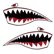 Warhawk Sticker Decal Vinyl Flying Tiger Shark Teeth Bite War Hawk (2) 15" x 35"