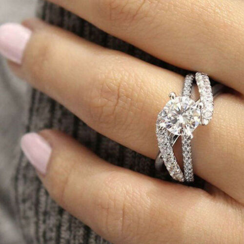 Zircon Inlaid Diamond Men Women Rings Diamond Ring Size 6-13 Filled - Picture 29 of 32