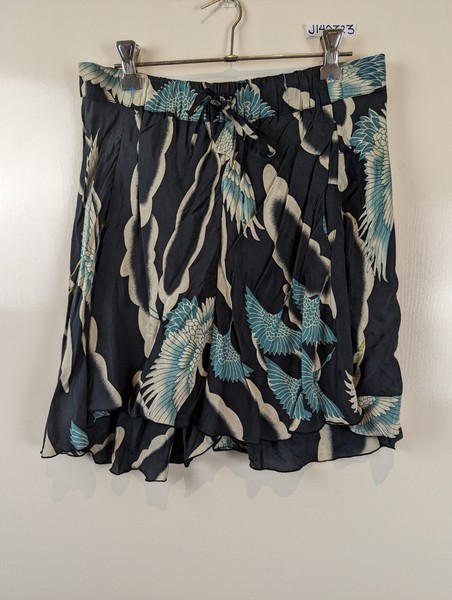 Ravens Solener Bird Print Grey Blue Skort Dress Shorts Size XS Pockets