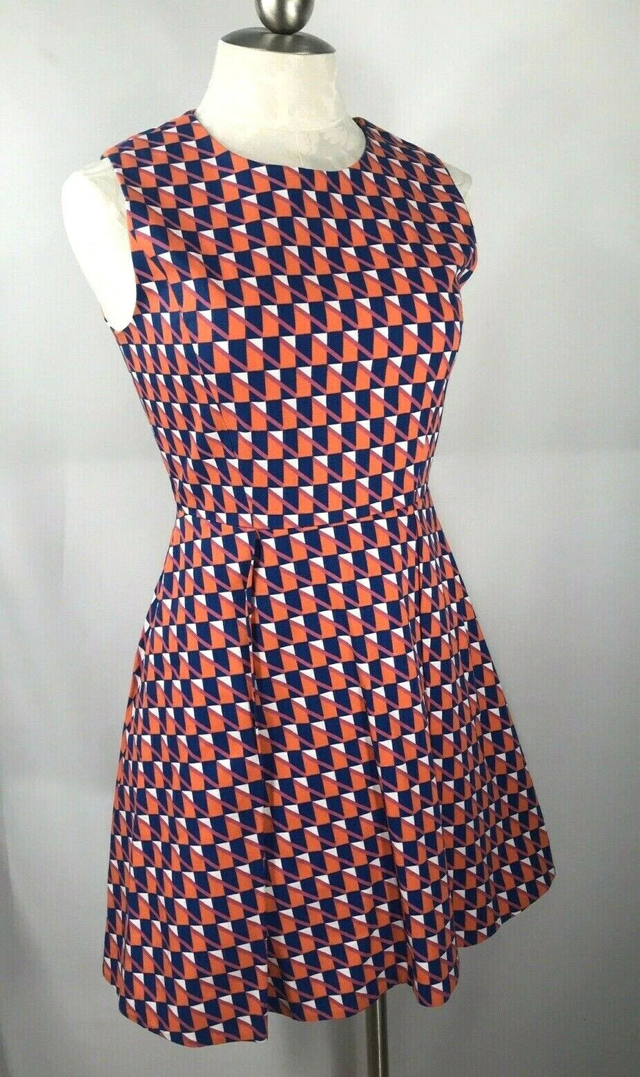 New Kate Spade Saturday size 4 DRESS Fit Flare Stretch Pleats Geometrice Print