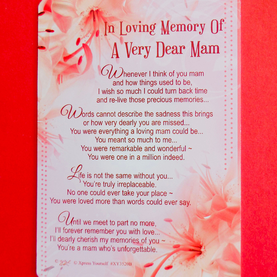 MAM Loving Memory MAM Graveside Card Memorial Keepsake Poem Verse Grave Sympathy