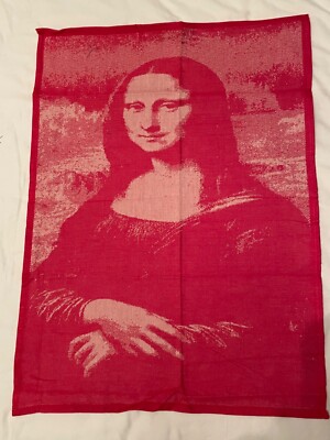 Neu Geschirrtuch 100% Baumwolle Print La Joconde (Mona Lisa) rot Art towels
