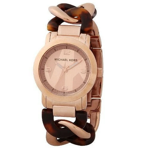 OROLOGIO MICHAEL KORS RUNWAY TWIST ROSA TONO ORO + CATENA TARTARUGA ACRILICA MK4273 + SCATOLA