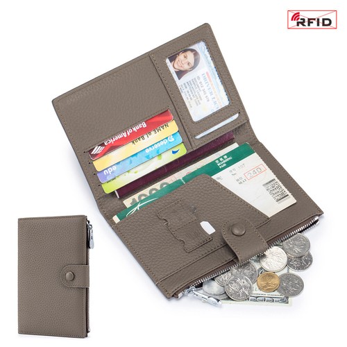 Women First Layer Leather RFID Slim Multifunctional Passport Holder Ticket Card - Picture 30 of 30