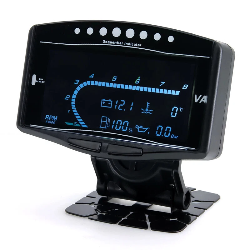 5 In 1 12V24V Car LCD Instrument Panel Water Temp Tachometer LED Digital Gauge - Image 2 of 4