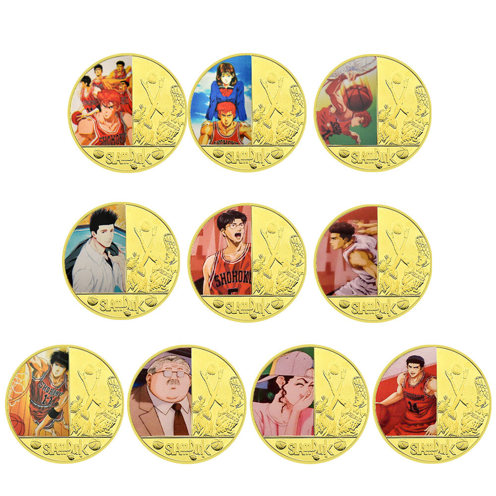 Animation Slam dunk anime cartoon badge gold collection japanese coin plated