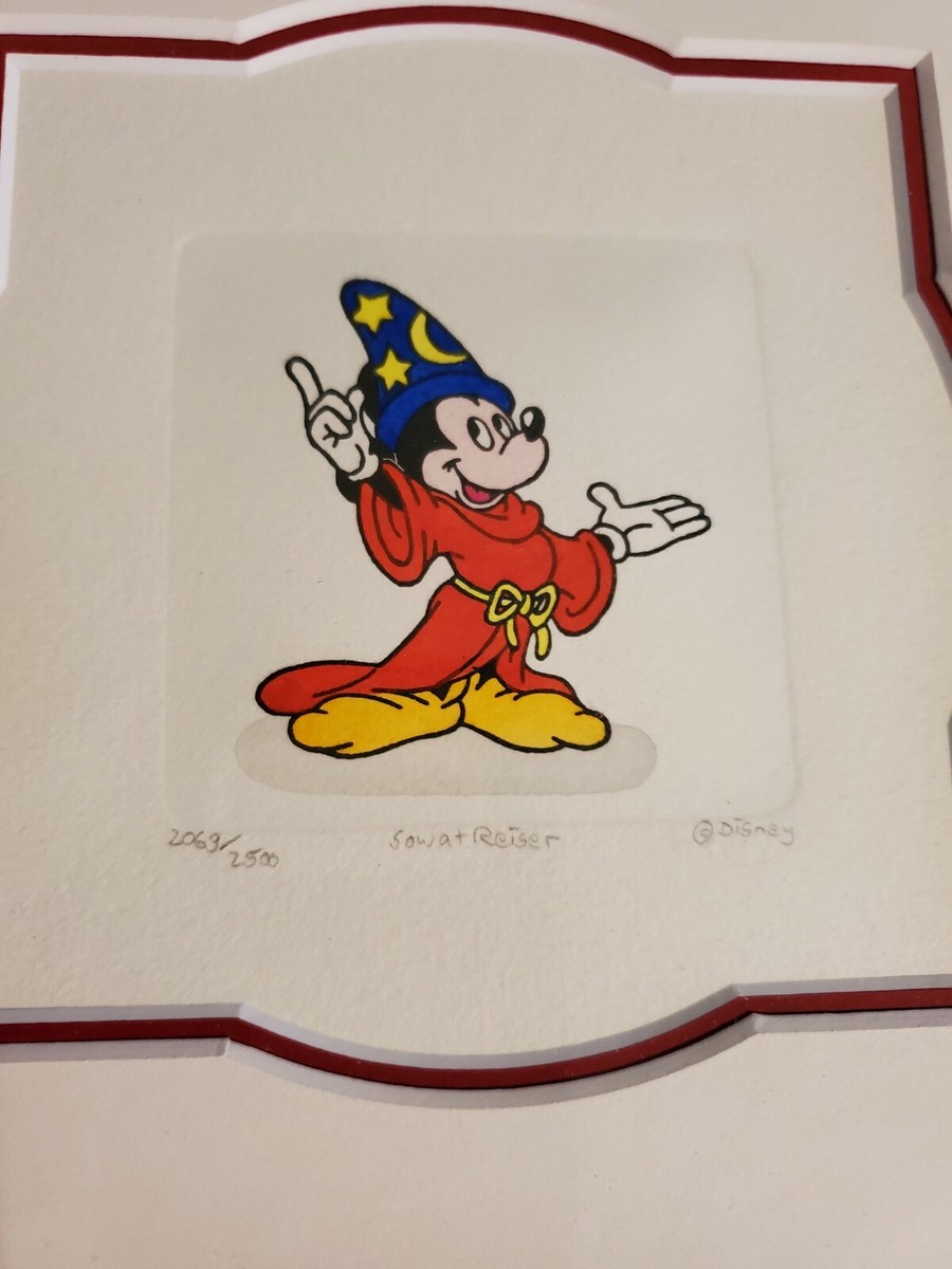 Fantasia Disney Mickey Mouse 原画 アニメ 絵画 Disney Animation Art Etching (Fantasia Mickey) L/E Framed & Matted