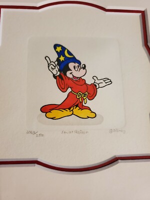 Fantasia Disney Mickey Mouse 原画 アニメ 絵画 Disney Animation Art Etching (Fantasia Mickey) L/E Framed & Matted