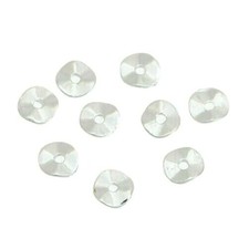 50 Bright Silver 6mm Smooth Wavy Rondelle Heishi Spacer Beads 1.5mm Drill Hole