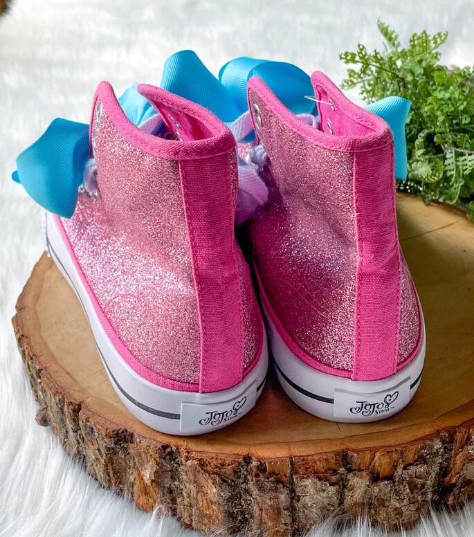 JoJo Siwa Shoes Size 4 Legacee High Top Blue Bow Sneakers Pink