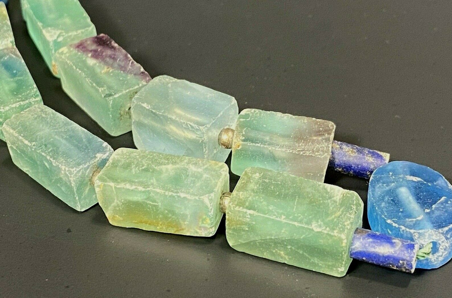 Green Fluorite Rectangular Beads w/ Lapiz Lazuli … - image 4