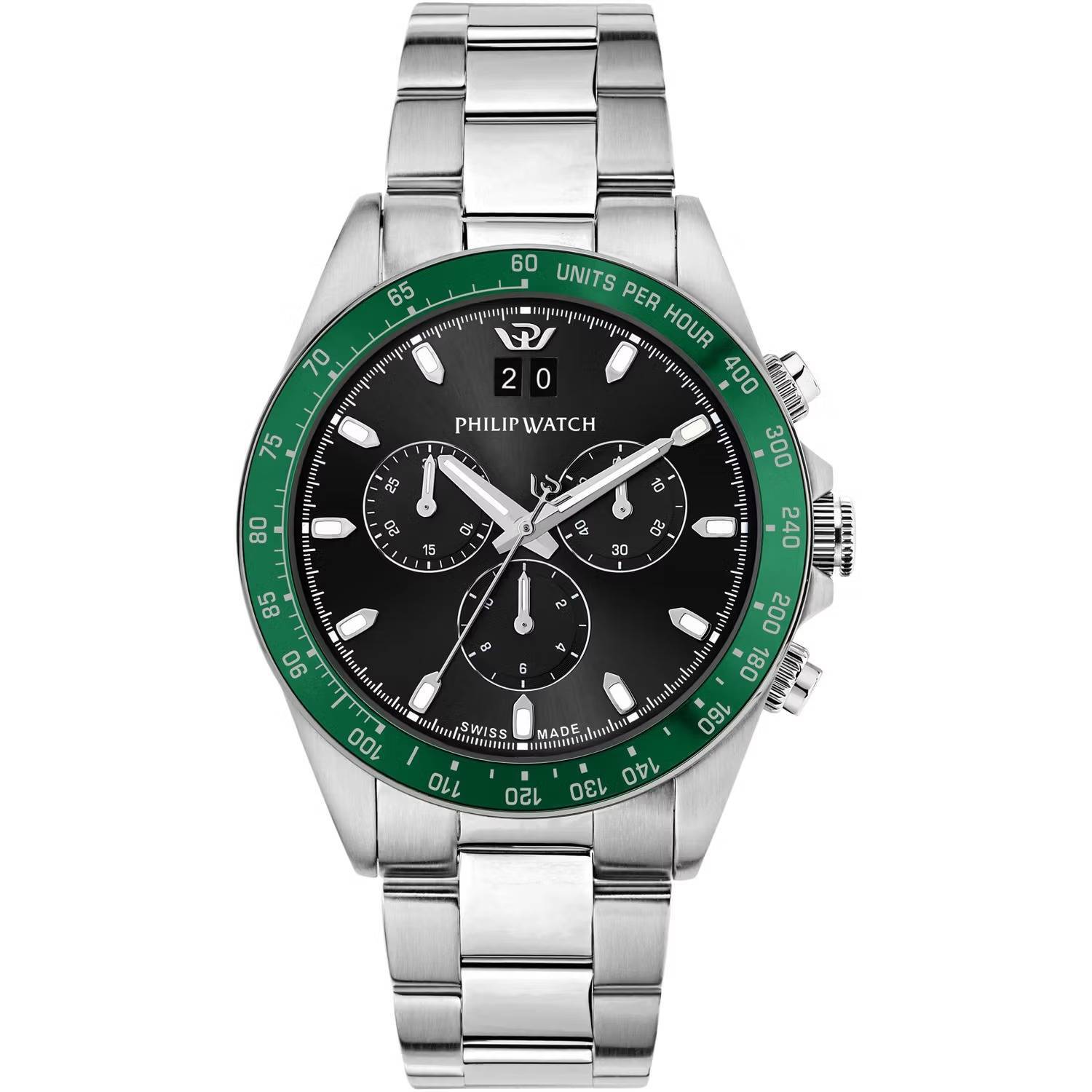 Orologio Philip Watch Caribe R8273607010 Uomo Cronografo Verde Nero 42mm Nuovo