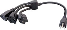 1 In 3 Out AC Power Outlet Splitter Cord For Power Strip Surge Protector