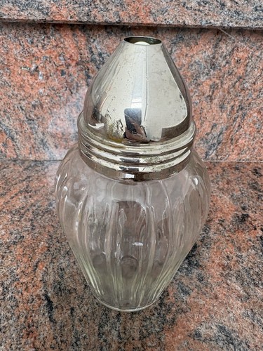 Vintage Zuckerstreuer aus Glas, Metalldeckel - Bild 2 von 6
