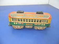 Vintage Japan Mitsuhashi New Street Car 2345 Friction Tin Toy Trolley Car ,USED