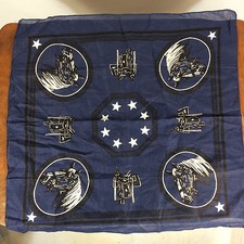 Antique Vintage Mens Fast Color Horse Saddle Blue Indigo Handkerchief Western