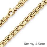 6Mm Fantasiekette Goldkette Collier Halskette Aus 585 Gold Gelbgold 45Cm