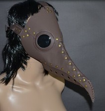 Halloween Costume Mask Plague Doctor Steampunk Vegan Leather Long Beak Raven