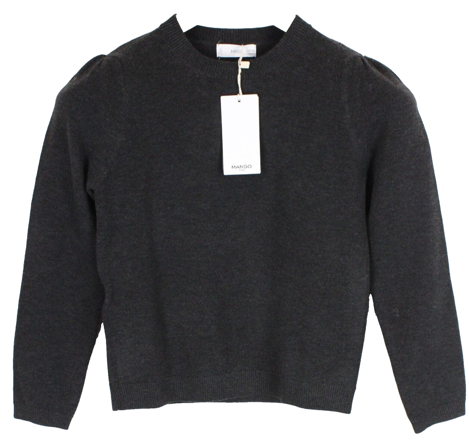 Mango Kids Niña Jersey 8Y Gris Oscuro Suéter de Punto con Volantes Hombro Diseño