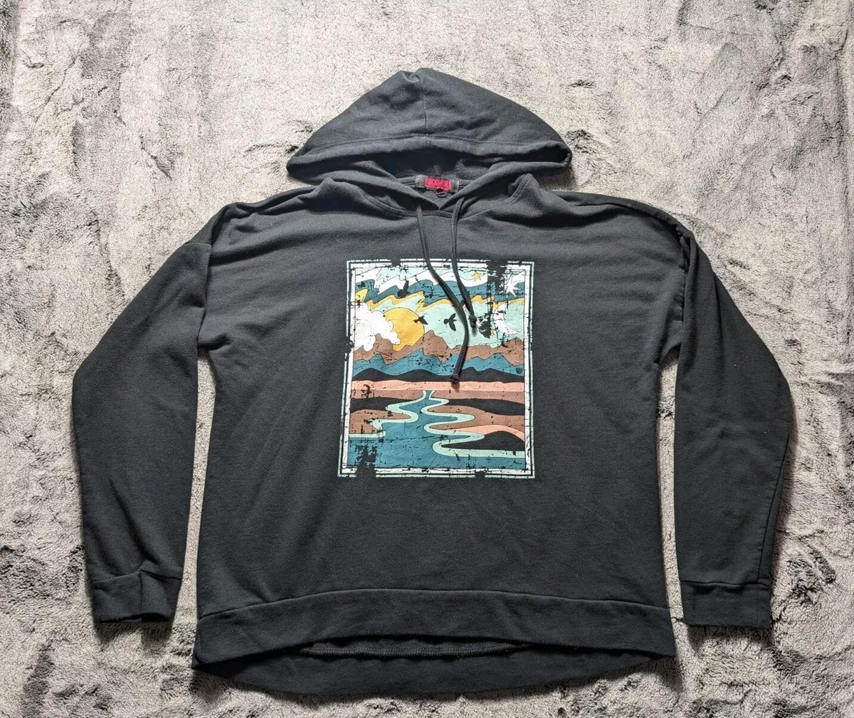 Rock & Roll Denim Long Sleeve Oversized Hoodie Women's Size Medium