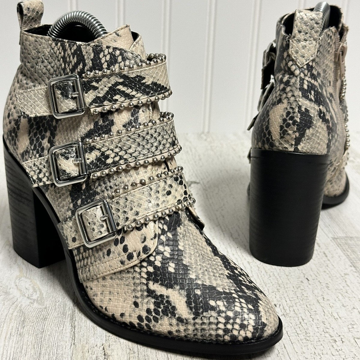 Steve Madden Humble Vegan Leather Ankle Booties Snake Print Women