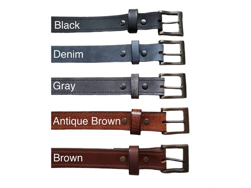 1.25"_Mens Leather Dress Belt_Brown_Black_Denim_Gray_Stitched_USA_Comfort_ - Picture 13 of 17