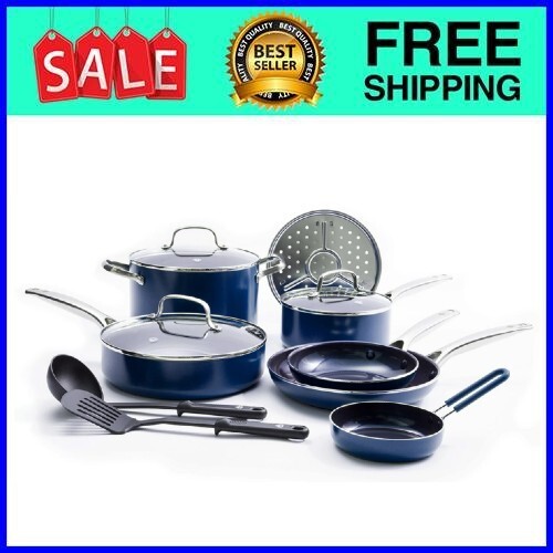 Blue Diamond 12-Piece Toxin-Free Ceramic Nonstick Pots and Pans Cookware Set