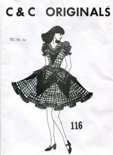 1970s C  C Originals Pattern 116 Ruffled Square Dance Dress, Sz 12-14-16 Uncut