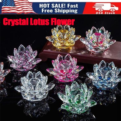 Sparkle Crystal Lotus Flower Figurines Decorative Lotus Flower Ornament