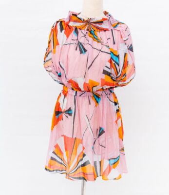 pucci beach dress Pucci - Orchidee Print Silk Dress with Cape - Size: 36 - Turquoise & Blue