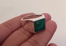 925 Sterling Silver Men's Lovely Ring Green Panna Gemstone Ring All Size SR395