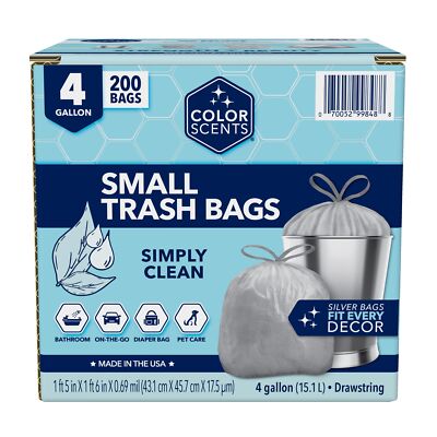 Small Trash Bags Gallon 200 Total Bags Pack of 200 Count Drawstring 