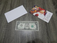 Santa Claus with bag of toy's $1 Dollar Bill Real US One Dollar Bill Money SET.