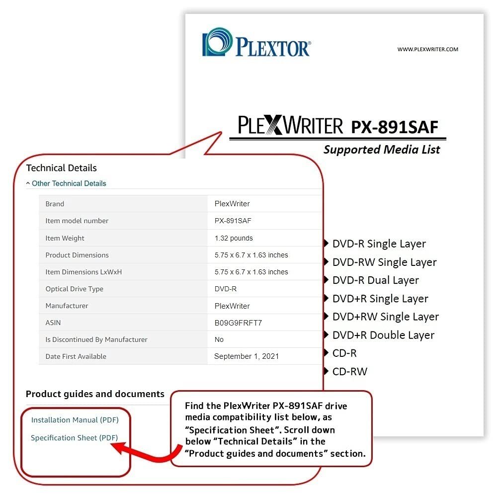 Plextor PX-891SAF 24X SATA DVD/RW Dual Layer Burner Drive Writer - Black