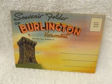 SOUVENIR FOLDER of BURLINGTON Vermont Vintage Postcard Photo Album by Technor