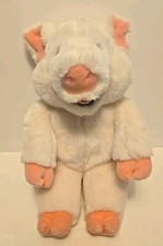 Vintage 90s 24K Polar Puff Plush Pink Pig Puppet, Pig Hand Puppet, Pig Plush 15"