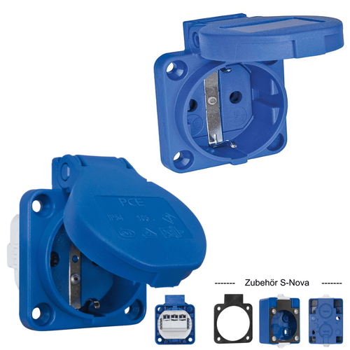 Schuko Anbausteckdose - Einbausteckdose Thermoplast IP54 16A 250V Schraubkontakt - Bild 1 von 11