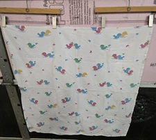 Vintage Hospital Baby Receiving Swaddling Blanket Ducks Thick Cotton Flannel