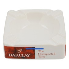 Barclay Zigaretten Aschenbecher Ashtray Keramik Retro 80er Jahre Wei&szlig; 13x13 cm