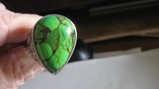 NICE STERLING SILVER TURQUOISE RING, SZ 9.25, MS