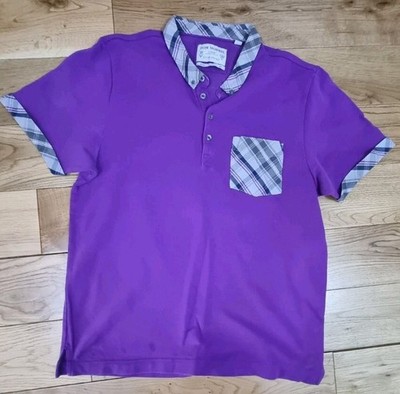 Tom Morris St. Andrews, Poloshirt Herren XL lila kariert mit Signatur, Next DD