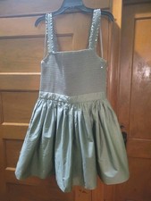 ALICE AND OLIVIA Size 14 Barrett Smock Bodice Stretch Cotton Party Dress in Sage