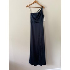 Jenny Yoo Jensen Dress 4 French Blue One Shoulder Satin Bridesmaid Gown NWT