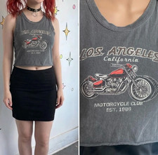 Y2K Moto Crop Top Bikercore Graphic Tee Small Edgy Streetwear Racer Style