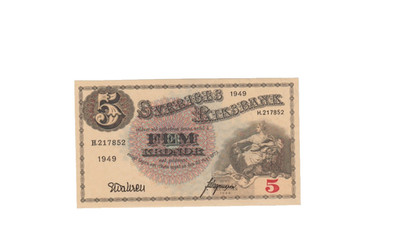SCHWEDEN 1949 5 KRONEN BANKNOTE P33af ÜBER BANKFRISCH