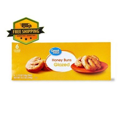 Great Value Glazed Honey Buns, 10.5 oz, 6-Pack