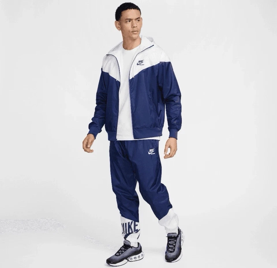 Nike Sportswear Windrunner Woven Linen Track Joggers Blue HJ2034-492 Size Medium - Image 2 of 4